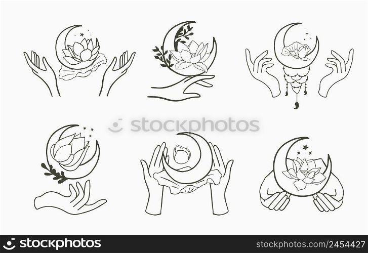 Black lotus flower outline Vector illustration for icon,sticker,printable and tattoo
