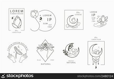Black lotus flower outline.Vector illustration for icon,sticker,printable and tattoo