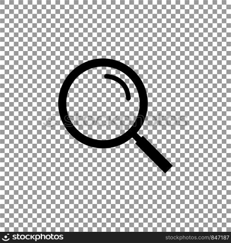 Black magnifying glass, vector icon on transparent background. Eps10. Black magnifying glass, vector icon on transparent background