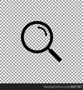 Black magnifying glass, vector icon on transparent background. Eps10. Black magnifying glass, vector icon on transparent background