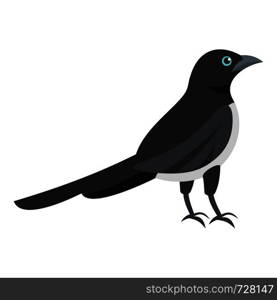 Black magpie icon. Flat illustration of black magpie vector icon for web. Black, magpie icon, flat style