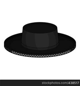 Black man fedora hat icon in monochrome style isolated on white background vector illustration. Black man fedora hat icon monochrome