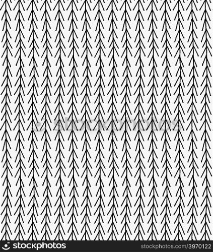 Black marker vertical chevrons.Free hand drawn with ink brush seamless background. Abstract texture. Modern irregular tilable design.