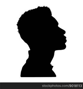 Black Men African American, African profile picture silhouette. Man from the side with a short haircut