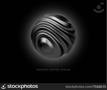 Black metal organic shape 3d sphere isolated on white background. Trend design for web pages, posters, flyers, booklets, magazine covers, presentations. Vector illustration EPS10. Black metal organic shape 3d sphere isolated on white background. Trend design for web pages, posters, flyers, booklets, magazine covers, presentations. Vector illustration