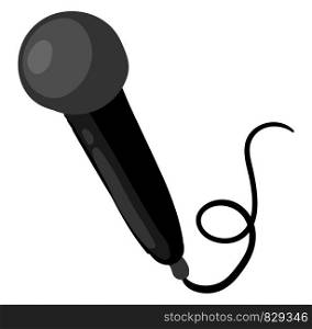 Black microphone, illustration, vector on white background.