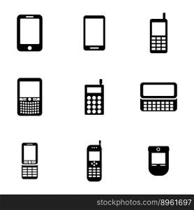 Black mobile phone icons set vector image