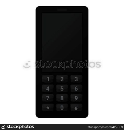 Black mobile phone mockup. Realistic illustration of black mobile phone vector mockup for web. Black mobile phone mockup, realistic style