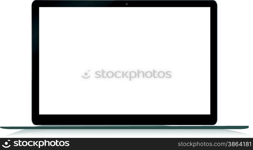 Black modern laptop on white background