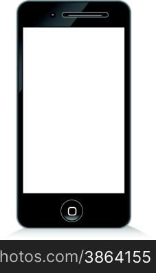 Black modern phone on white background