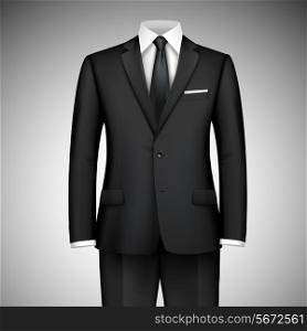 Black modern style boss businessman classic office suit with shirt and tie vector illustration