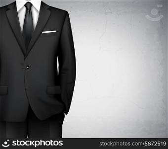 Black modern style business man classic office suit background with shirt and tie vector illustration