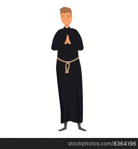 Black monk icon cartoon vector. Priest meditation. Sage friar. Black monk icon cartoon vector. Priest meditation