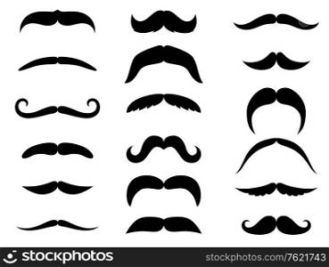 Black moustaches set isolated on white background