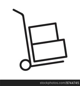 Black moving hand truck line art icon Royalty Free Vector