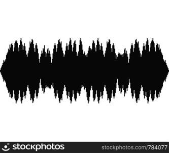 Black music sound waves on white background. Audio technology, musical pulse. Vector stock illustration.