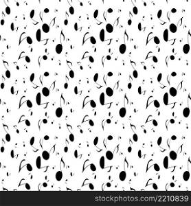 Black musical notes are randomly scattered over a transparent background.Abstract music seamless pattern background.Musical background for your design. Vector illustration. EPS10