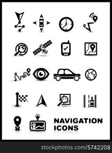 Black navigation icon set isolated on white