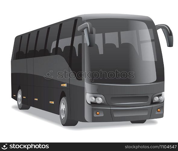 black new modern comfortable city bus on the road, no people. black city bus