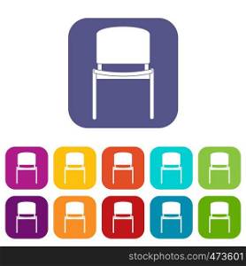 Black office chair icons set vector illustration in flat style In colors red, blue, green and other. Black office chair icons set flat