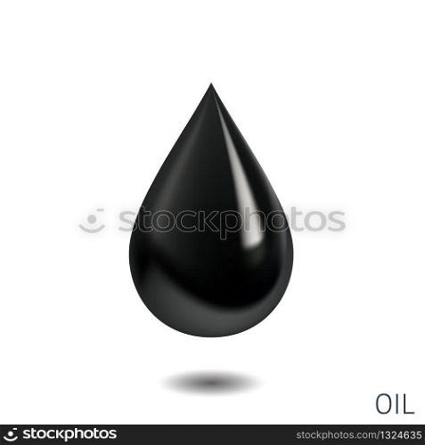Black oil, petroleum drop. Glossy petrol fluid icon. High quality vector illustration.