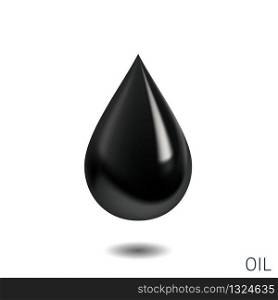 Black oil, petroleum drop. Glossy petrol fluid icon. High quality vector illustration.