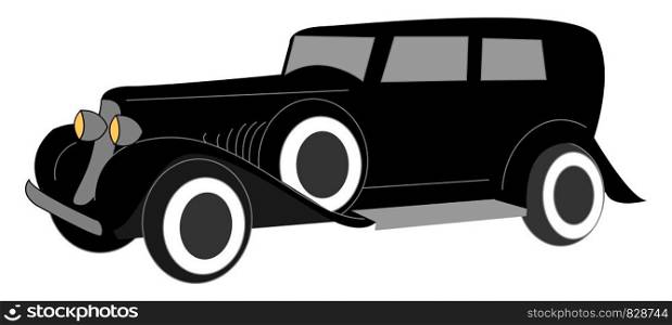 Black old retro car, illustration, vector on white background.
