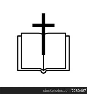 Black open book cross. Religious book with a cross. Bible symbol. Vector illustration. stock image. EPS 10.. Black open book cross. Religious book with a cross. Bible symbol. Vector illustration. stock image. E