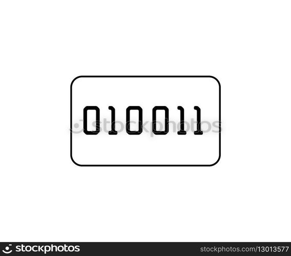 Black outlined binary code icon for data encoding, programming, or digital processing. Suitable for tech articles, software development, coding tutorials, digital encryption, and data processing.. Binary code icon in black outline symbolizes data encoding, programming, or digital processing