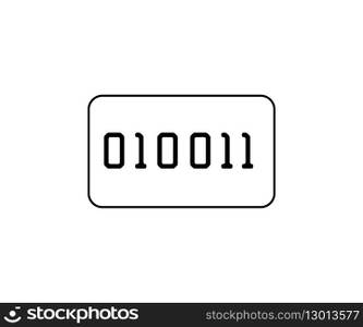 Black outlined binary code icon for data encoding, programming, or digital processing. Suitable for tech articles, software development, coding tutorials, digital encryption, and data processing.. Binary code icon in black outline symbolizes data encoding, programming, or digital processing