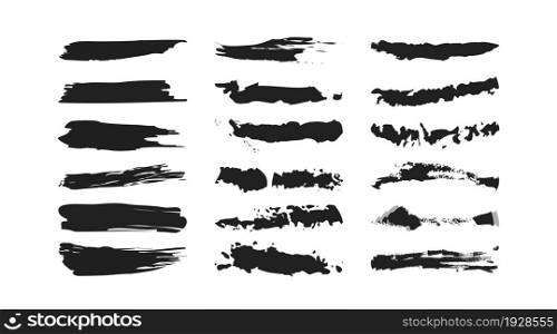 Black paint stroke, isolated simple icon for your design. Vector ink banner in flat style.