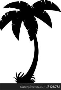 Black Palm Tree Silhouette. Vector Hand Drawn Illustration Isolated On White Background