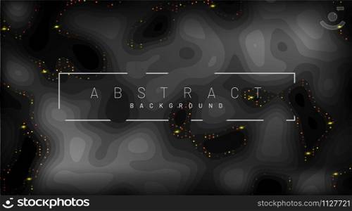 Black paper cut background. Decorations of realistic abstract textured pieces of paper with corrugated layers and golden luster. 3D vector illustration. Cover layout template.. Black paper cut background. Decorations of realistic abstract textured pieces of paper with corrugated layers and golden luster.