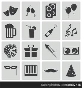 Black party icons set vector image
