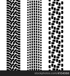Black pattern prints from a different offroad car tyres