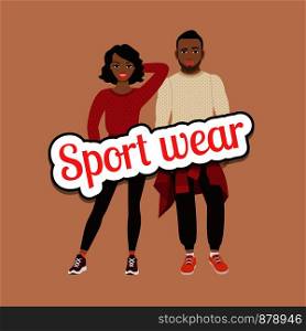 Black people in sport wear concept, vector illustration. Black people in sport wear concept