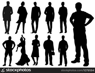 Black people silhouettes. Vector
