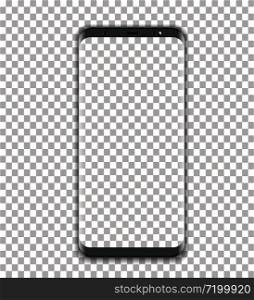 black phone vector with transparent screen on transparent background