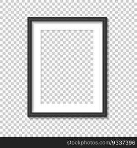 Black photo frame template. Vector illustration.