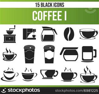 Black pictograms / icons on a coffee theme. This icon set is perfect for creative people and designers who need every aspect of coffee in their graphic designs.. Black Icon Set Coffee I
