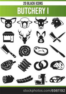 Black pictograms / icons on butchery. This icon set is perfect for creative people and designers who need the issue of meat in their graphic designs.. Black Icon Set Butchery I