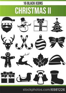 Black pictograms / icons on Christmas. This icon set is perfect for creative people and designers who need the Christmas theme in their graphic designs.. Black Icon Set Christmas II