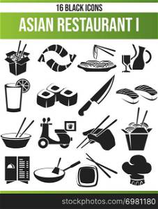 Black Piktoramme / icons on Asian restaurant. This icon set is perfect for creative people and designers who need the theme Asian restaurant in their graphic designs.. Black Icon Set Asian Restaurant I