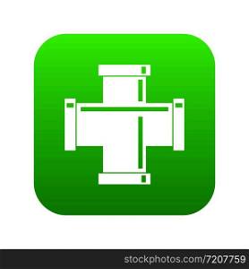 Black pipe fitting icon digital green for any design isolated on white vector illustration. Black pipe fitting icon digital green