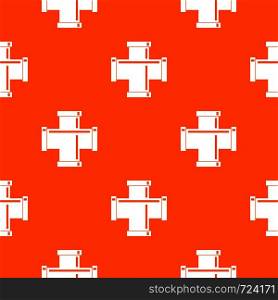 Black pipe fitting pattern repeat seamless in orange color for any design. Vector geometric illustration. Black pipe fitting pattern seamless