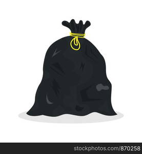 Black plastic garbage bag. Trash in plastic bag. Vector illustration