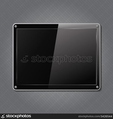 Black plate on a metal background