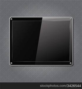 Black plate on a metal background