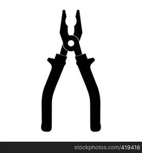Black pliers flat icon isolated on a white background. Black pliers flat icon