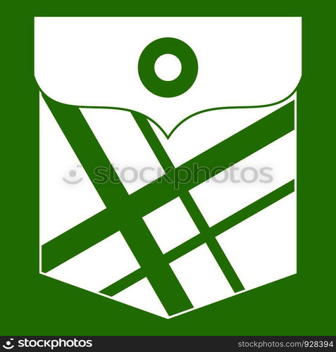 Black pocket patch icon white isolated on green background. Vector illustration. Black pocket patch icon green